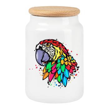 Oiseau, Perroquet, Zoo, Animal, Amoureux Des Animaux, Animal De Compagnie - Boîte à biscuits avec couvercle en bois - blanc - Devant