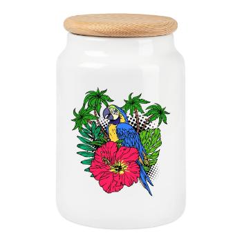Amoureux Des Oiseaux, Perroquet, Amoureux Des Animaux, Animal De Compagnie, Zoo - Boîte à biscuits avec couvercle en bois - blanc - Devant