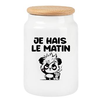 je hais le matin panda - Boîte à biscuits avec couvercle en bois - blanc - Devant