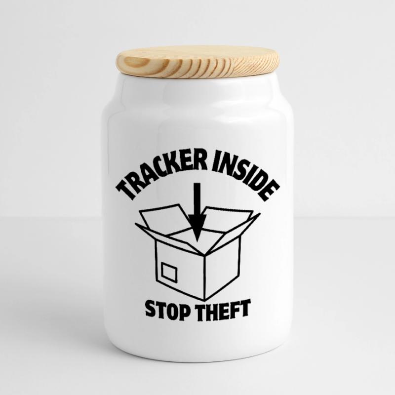 Security, Parcel Lock, Inside Tracker Cookie Jar with Wooden Lid