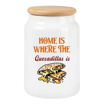 Home Is Where The Quesadillas Is - Cookie Jar with Wooden Lid - white - Front