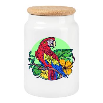 Oiseau, Animal, Perroquet, Animal De Compagnie, Tropical, Animaux De Zoo - Boîte à biscuits avec couvercle en bois - blanc - Devant