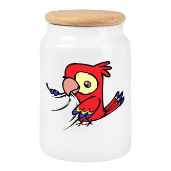Perroquet, Oiseau, Zoo, Animal, Amoureux Des Oiseaux, Animal De Compagnie - Boîte à biscuits avec couvercle en bois - blanc - Devant