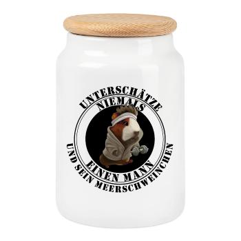Girls & Guinea Pigs – Funny Saying - Cookie Jar with Wooden Lid - white - Front