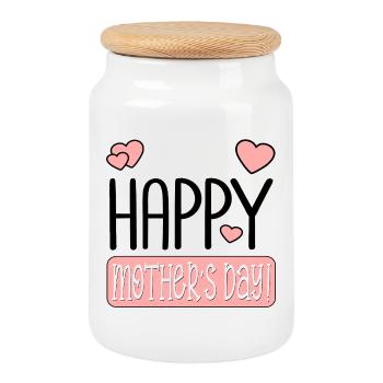 HAPPY MOTHERS DAY MUM - Cookie Jar with Wooden Lid - white - Front