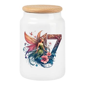 17 Years Fairy Elf Cute Birthday Gift - Cookie Jar with Wooden Lid - white - Front
