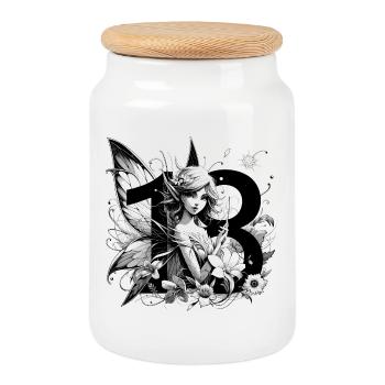 18 Years Fairy Elf Cute Birthday Gift - Cookie Jar with Wooden Lid - white - Front