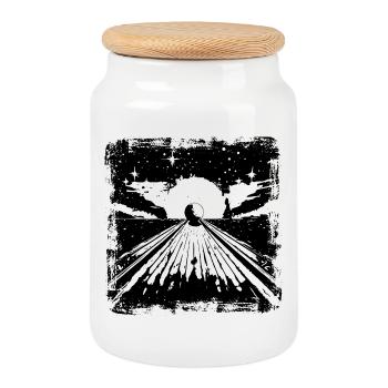 Bowling Center - Cookie Jar with Wooden Lid - white - Front