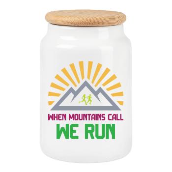 Trail Runners - Quand la montagne vous appelle - We Run - Boîte à biscuits avec couvercle en bois - blanc - Devant
