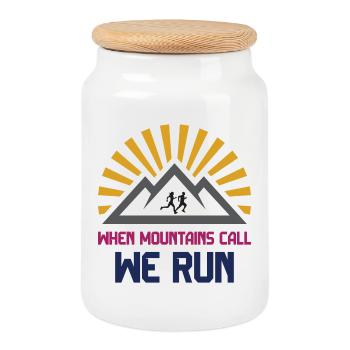 Trail Runners - Quand la montagne vous appelle - We Run - Boîte à biscuits avec couvercle en bois - blanc - Devant
