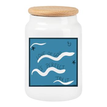 L'amour de Dieu est parfait - Boîte à biscuits avec couvercle en bois - blanc - Devant