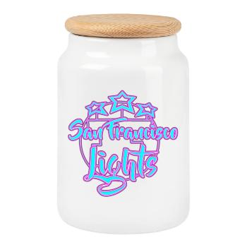 Neon San Francisco Lichter Design - Keksdose mit Holzdeckel - Weiß - Vorne