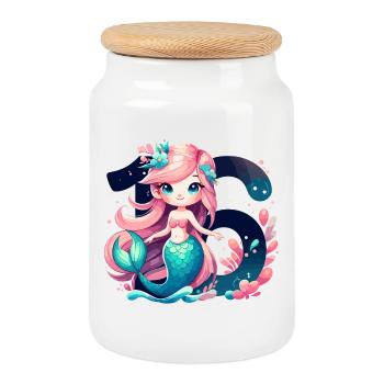 16 Years Mermaid Sweet Birthday Gift - Cookie Jar with Wooden Lid - white - Front