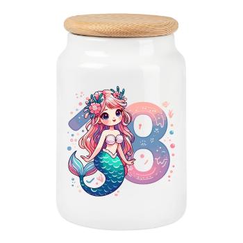 18 Years Mermaid Sweet Birthday Gift - Cookie Jar with Wooden Lid - white - Front
