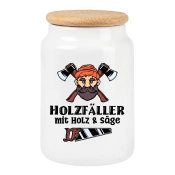 Bûcheron déclaration hache bois menuiserie tronçonneuse - Boîte à biscuits avec couvercle en bois - blanc - Devant