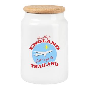 Thaïlande Voyage Adieu Conception d’Avion - Boîte à biscuits avec couvercle en bois - blanc - Devant