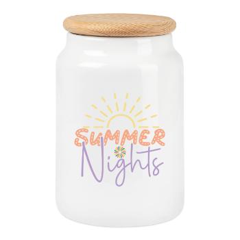 Summer Nights - Cookie Jar with Wooden Lid - white - Front