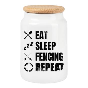 Motivation Fencing - Cookie Jar with Wooden Lid - white - Front