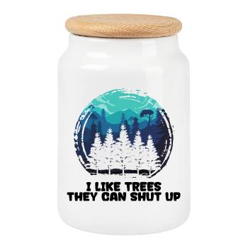 Cool Saying Tree Forestry Lumberjack Forest Work - Cookie Jar with Wooden Lid - white - Front