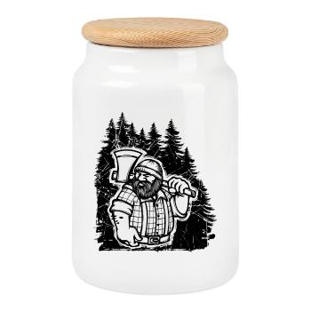 Bûcheron Foresterie Menuiserie Bois Arbre Abatteur Arbre - Boîte à biscuits avec couvercle en bois - blanc - Devant