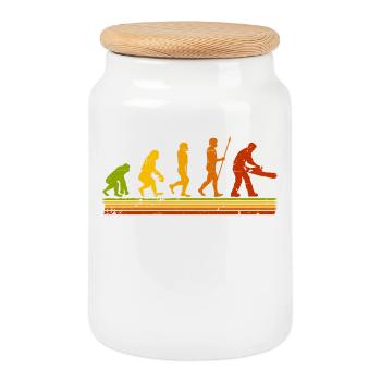 Forestier Bûcheron Evolution Bois de chauffage - Boîte à biscuits avec couvercle en bois - blanc - Devant