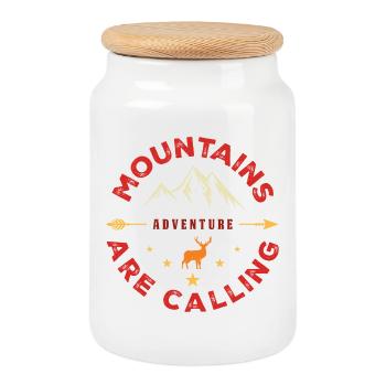 Die Berge rufen - Outdoor-Abenteuer - Keksdose mit Holzdeckel - Weiß - Vorne