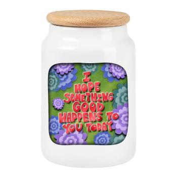 I hope something good happens to you today - Cookie Jar with Wooden Lid - white - Front