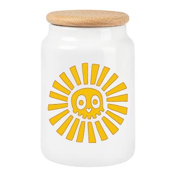 Crâne ensoleillé - Boîte à biscuits avec couvercle en bois - blanc - Devant