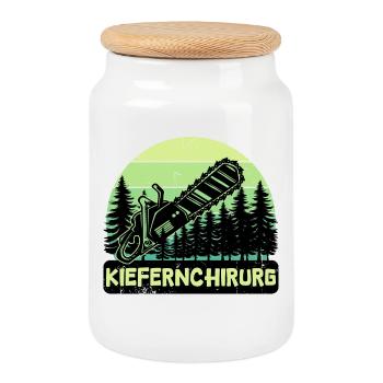 Lumberjack Statement Wood Saw Tree Woodwork - Cookie Jar with Wooden Lid - white - Front