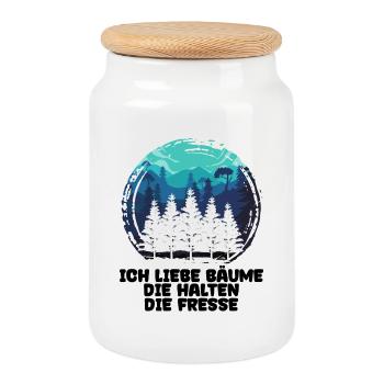 Forestry Statement Tree Lumberjack Wood Woodwork - Cookie Jar with Wooden Lid - white - Front
