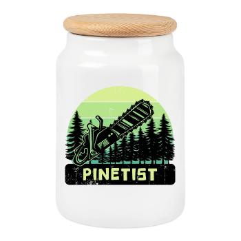 Foresterie, Bois De Chauffage, Foresterie, Dicton, Arbre, Bûcheron - Boîte à biscuits avec couvercle en bois - blanc - Devant