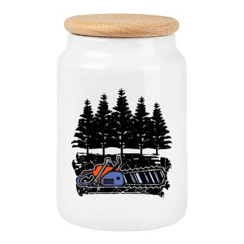 Arbre bois scie bûcheron boiserie arbre cutter - Boîte à biscuits avec couvercle en bois - blanc - Devant
