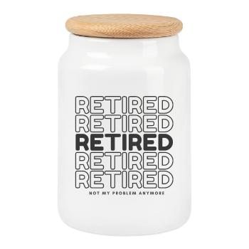 Retired Repeated Word Retro Retirement Design. - Cookie Jar with Wooden Lid - white - Front