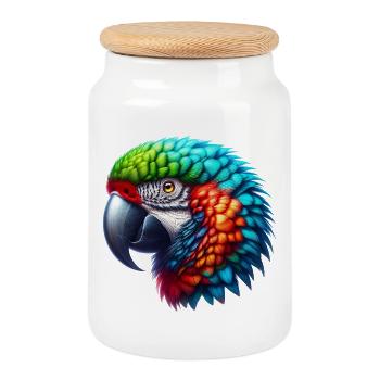 Parrot - Cookie Jar with Wooden Lid - white - Front