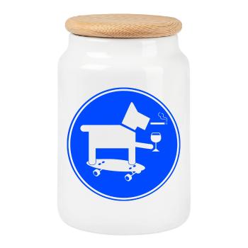 Skateboard Dog - Cookie Jar with Wooden Lid - white - Front