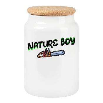 Scie déclaration bûcheron menuiserie forestier - Boîte à biscuits avec couvercle en bois - blanc - Devant