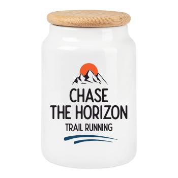 Trail Running - Chase The Horizon - Cookie Jar with Wooden Lid - white - Front