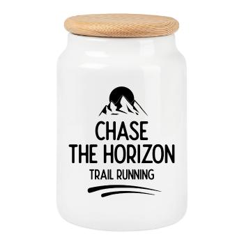 Trail Running - Chase The Horizon - Cookie Jar with Wooden Lid - white - Front