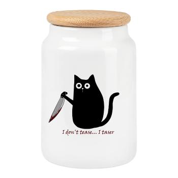 Je ne taquine pas - Boîte à biscuits avec couvercle en bois - blanc - Devant