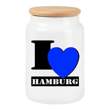 Hamburg , Tradition , Fußball ,i hard Hamburg (25) - Keksdose mit Holzdeckel - Weiß - Vorne