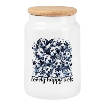 Dalmatian Puppy Puppy Cute Dots Dog Gift - Cookie Jar with Wooden Lid - white - Front