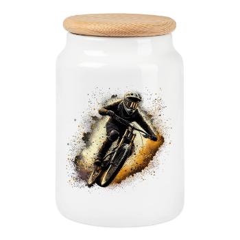 VTT VTT VTT Cadeau de VTT - Boîte à biscuits avec couvercle en bois - blanc - Devant