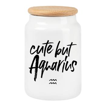 Astro Cute but Aquarius - Cookie Jar with Wooden Lid - white - Front