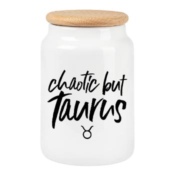 Astro Chaotic but Taurus - Keksdose mit Holzdeckel - Weiß - Vorne