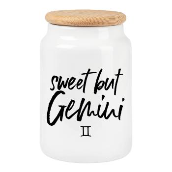 Zodiaque des Gémeaux doux mais GÉMEAUX - Boîte à biscuits avec couvercle en bois - blanc - Devant