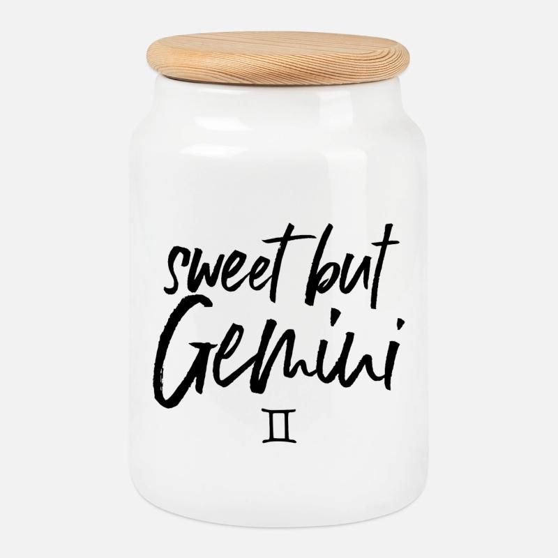 Sweet But GEMINI Zwillinge Sternzeichen - Keksdose mit Holzdeckel - Weiß