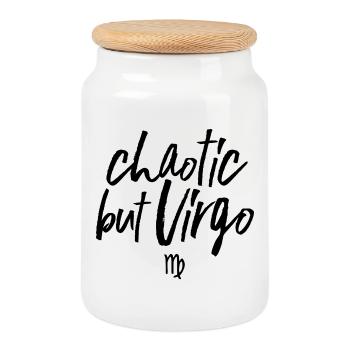 Astro Chaotic but Virgo - Cookie Jar with Wooden Lid - white - Front