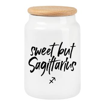 Astro Sweet but Sagittarius - Cookie Jar with Wooden Lid - white - Front
