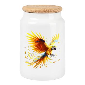 Ara (01) - Boîte à biscuits avec couvercle en bois - blanc - Devant