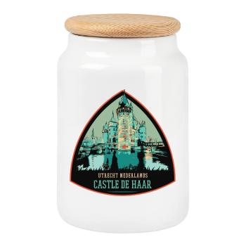 Haar Castle: Dutch Elegance - Cookie Jar with Wooden Lid - white - Front